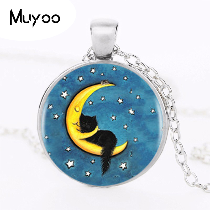 Women Jewelry Accessories For Black Dress - โลโก้ Black Cat จี้สร้อยคอ Handmade เรซิน