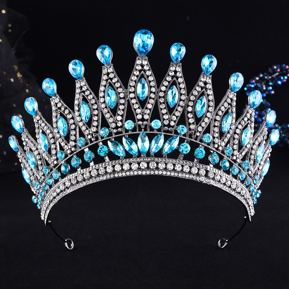 Women Jewelry Accessories For Black Dress - มงกุฎคริสตัลทรงหยดน้ำสไตล์วินเทจหรูหรา 12 สี สำหรับผู้หญิง งานแต่งงาน งานปาร์ตี้
