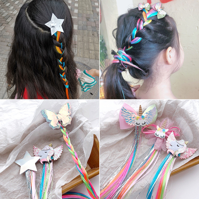 Women'S Accessories Rainbow Shops - สีสันผมชิ้นต่อผมคลิปไฮไลท์สายรุ้งริ้วสีชมพูสังเคราะห์ผมผมคลิปอุปกรณ์เสริมผม