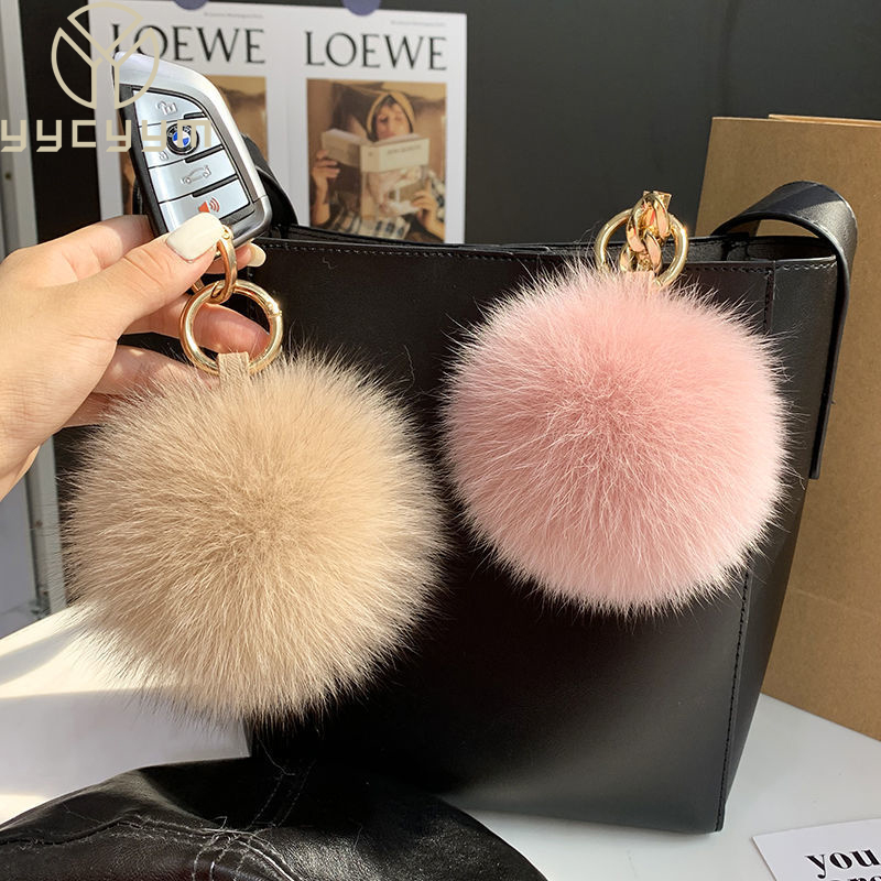 Women'S Emo Accessories - 2024 Fluffyจริงฟ็อกซ์Fur Ball Pomsพวงกุญแจผู้หญิงPompomพวงกุญแจอุปกรณ์เสริมกระเป๋าตกแต่งEmo Trinketเครื่องประดับของขวัญ