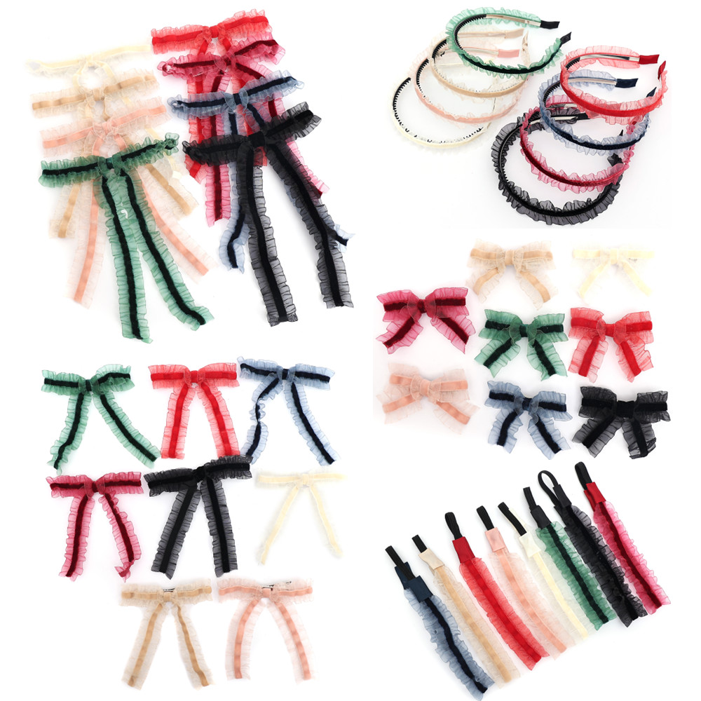 Hair Tie Velvet - ที่คาดผมเครื่องประดับผมกำมะหยี่แต่งจีบใหม่แฟชั่น A17ที่คาดผมรูปโบว์กิ๊บใหญ่สำหรับเด็กผู้หญิงพร้อมสายรัด