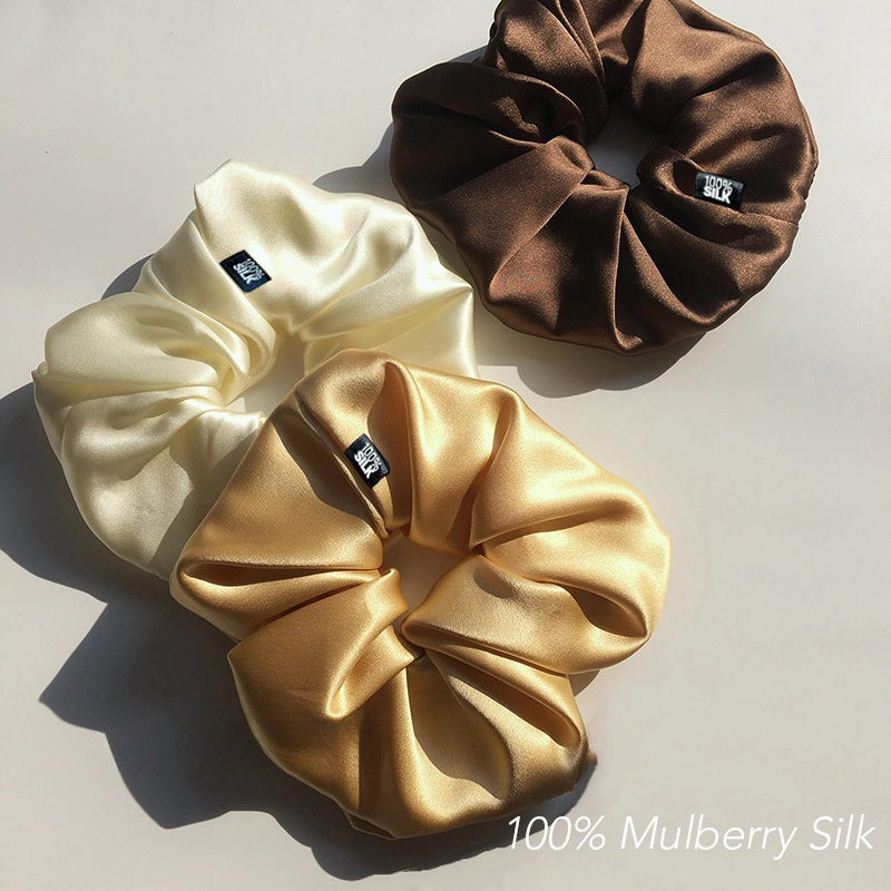 Hair Tie Velvet - ขนาดใหญ่พิเศษ Scrunchies สําหรับผู้หญิงหญิงผ้าไหมหม่อน 100% ขนาดใหญ่แถบยืดหยุ่นผม Bobble