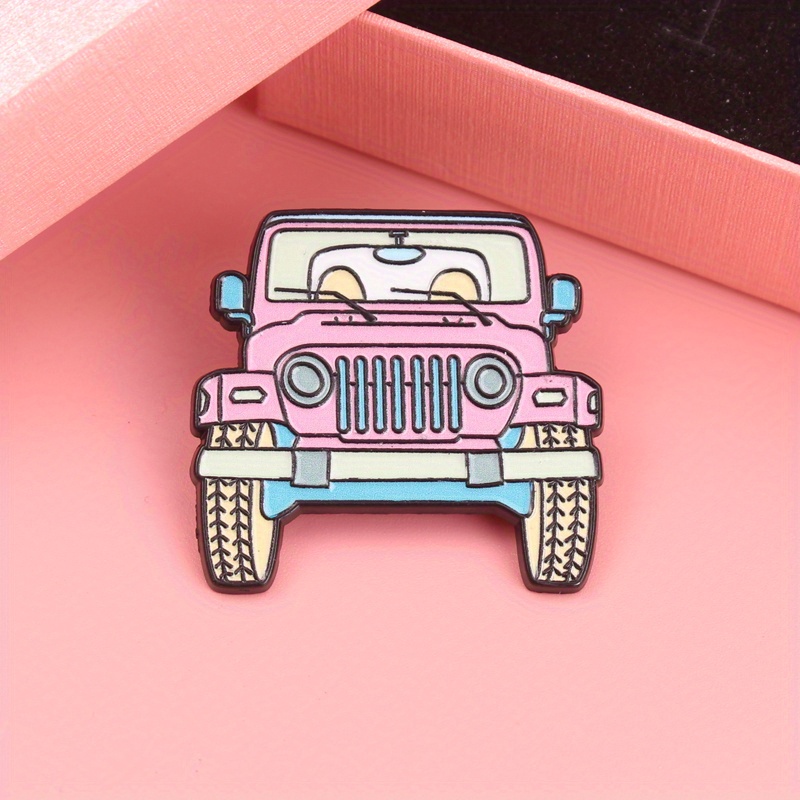 Women'S Jeep Accessories - เข็มกลัดเคลือบการ์ตูนรถจี๊ปสีชมพูน่ารัก - ยานพาหนะขี้เล่นพร้อมอุปกรณ์เสริมดวงตานุษยวิทยาสําหรับกระเป๋าและอุปกรณ์กลางแจ้ง