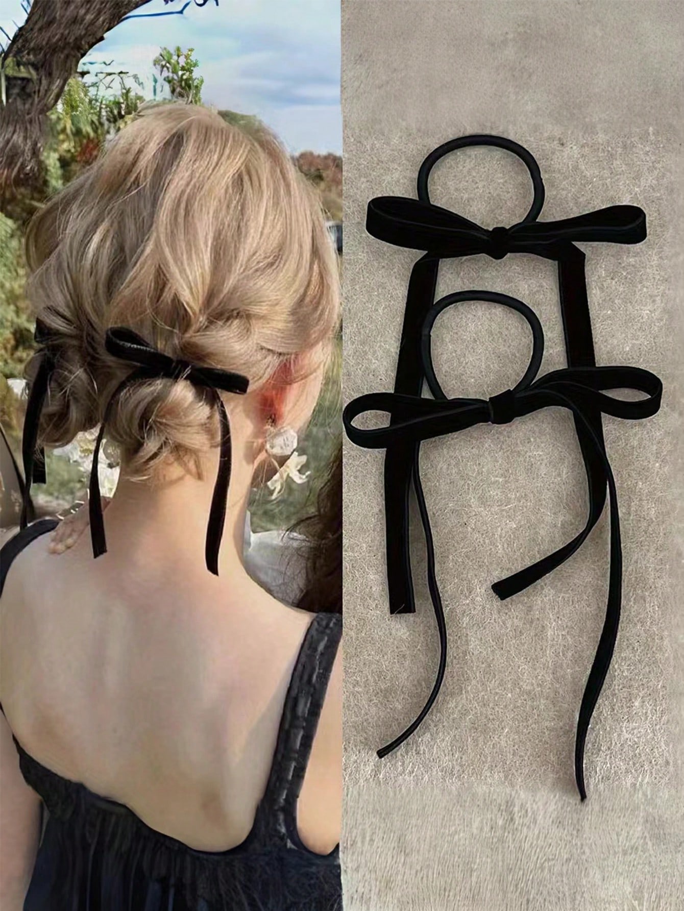 Hair Tie Velvet - 2/8 ชิ้นแฟชั่นกํามะหยี่สีดําผูกโบว์สําหรับผู้หญิงสาวปาร์ตี้อุปกรณ์เสริมผม