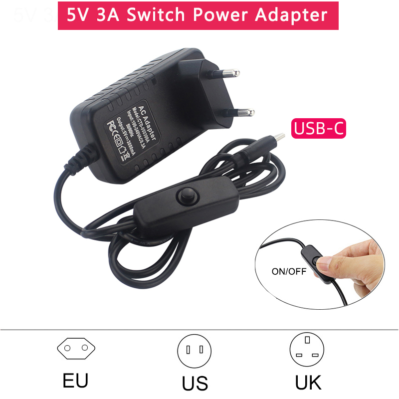 Women Accessories In Uk - แหล่งจ่ายไฟ 5V 3A พร้อมสวิตช์เปิด/ปิด ปลั๊กชาร์จแบบ EU