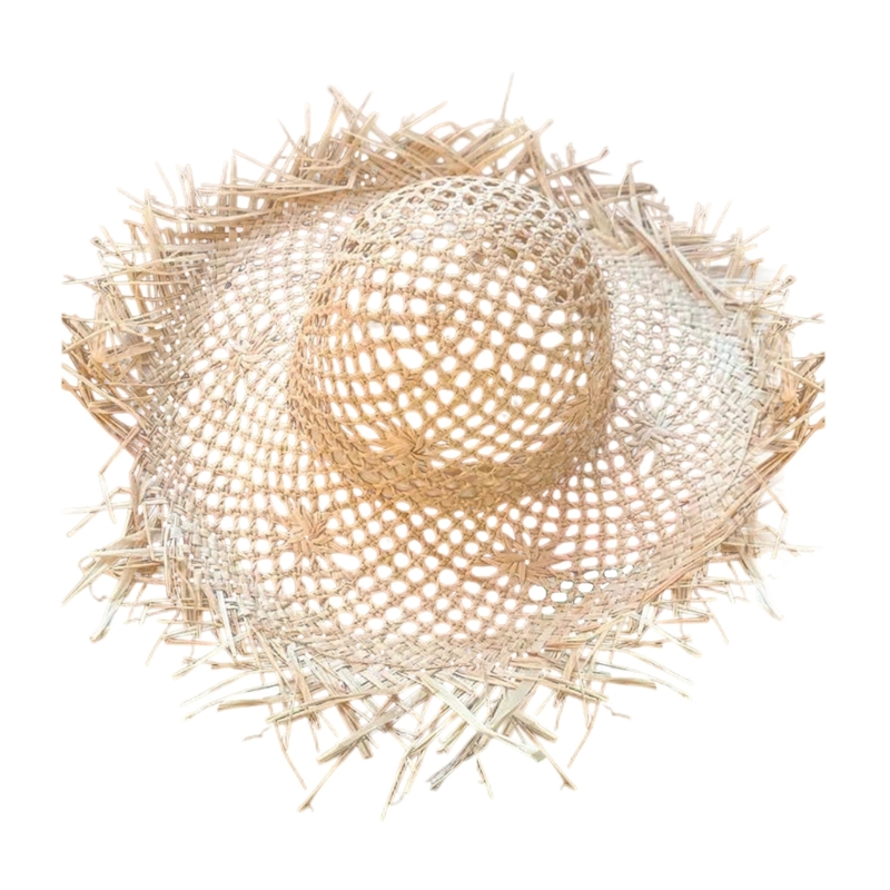 Women Accessories Description - หมวก N7YF Raffia พร้อมรายละเอียดฉลุประดับผมแฟชั่นปีกกว้างสำหรับผู้หญิง