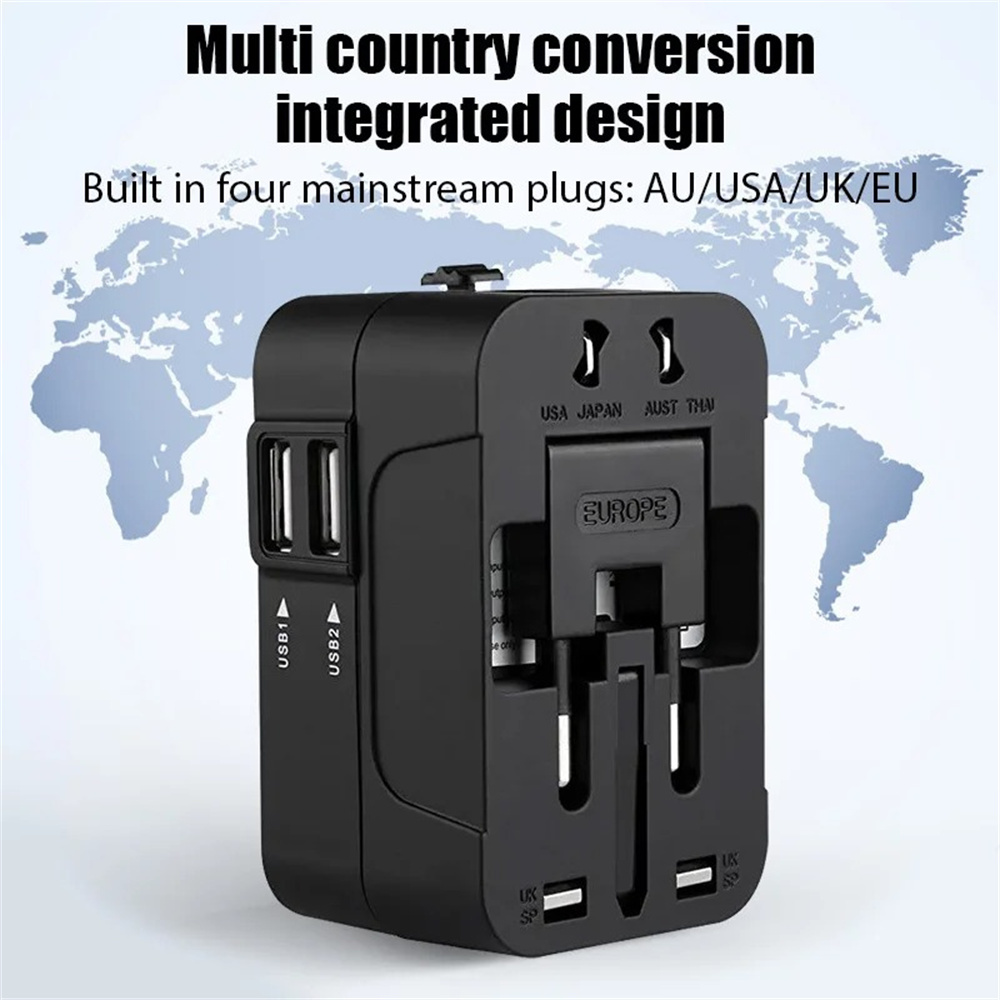 Women Accessories In Uk - อะแดปเตอร์แปลงปลั๊กไฟสากลแบบออลอินวัน 2 พอร์ต USB 1 พอร์ต