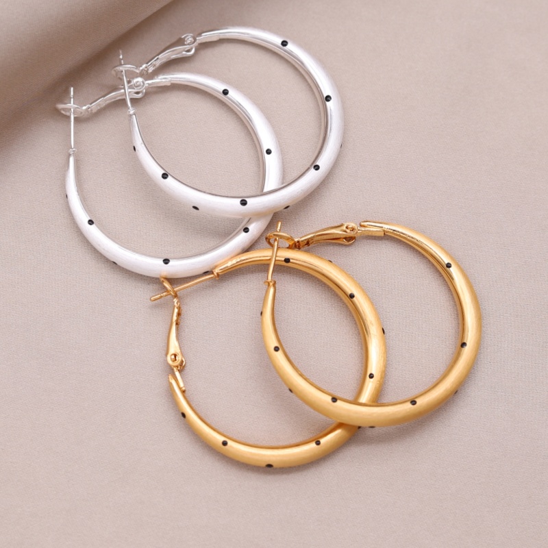 Women Accessories Drawing - เครื่องประดับแฟชั่นเกาหลีใหม่ ต่างหูห่วงเคลือบทอง 14K ลายจุดเคลือบสี ดีไซน์โลหะกลม อุปกรณ์เสริมสำหรับผู้หญิง