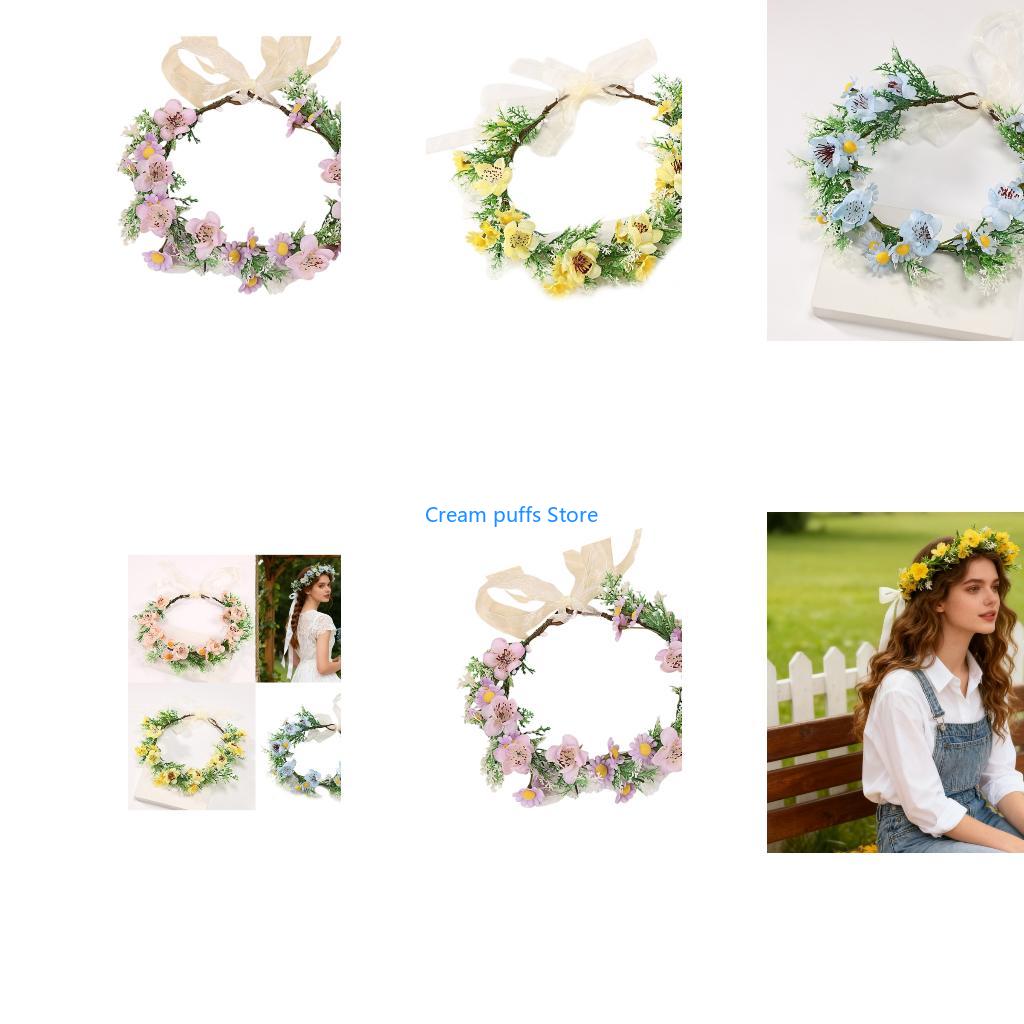 Women Accessories Description - ที่คาดผมดอกไม้ยืดหยุ่นน้ำหนักเบา 50LE สำหรับเด็กริบบิ้นผ้าทูลเดซี่ดีไซน์สวมใส่สบายทุกวันงานเทศกาล