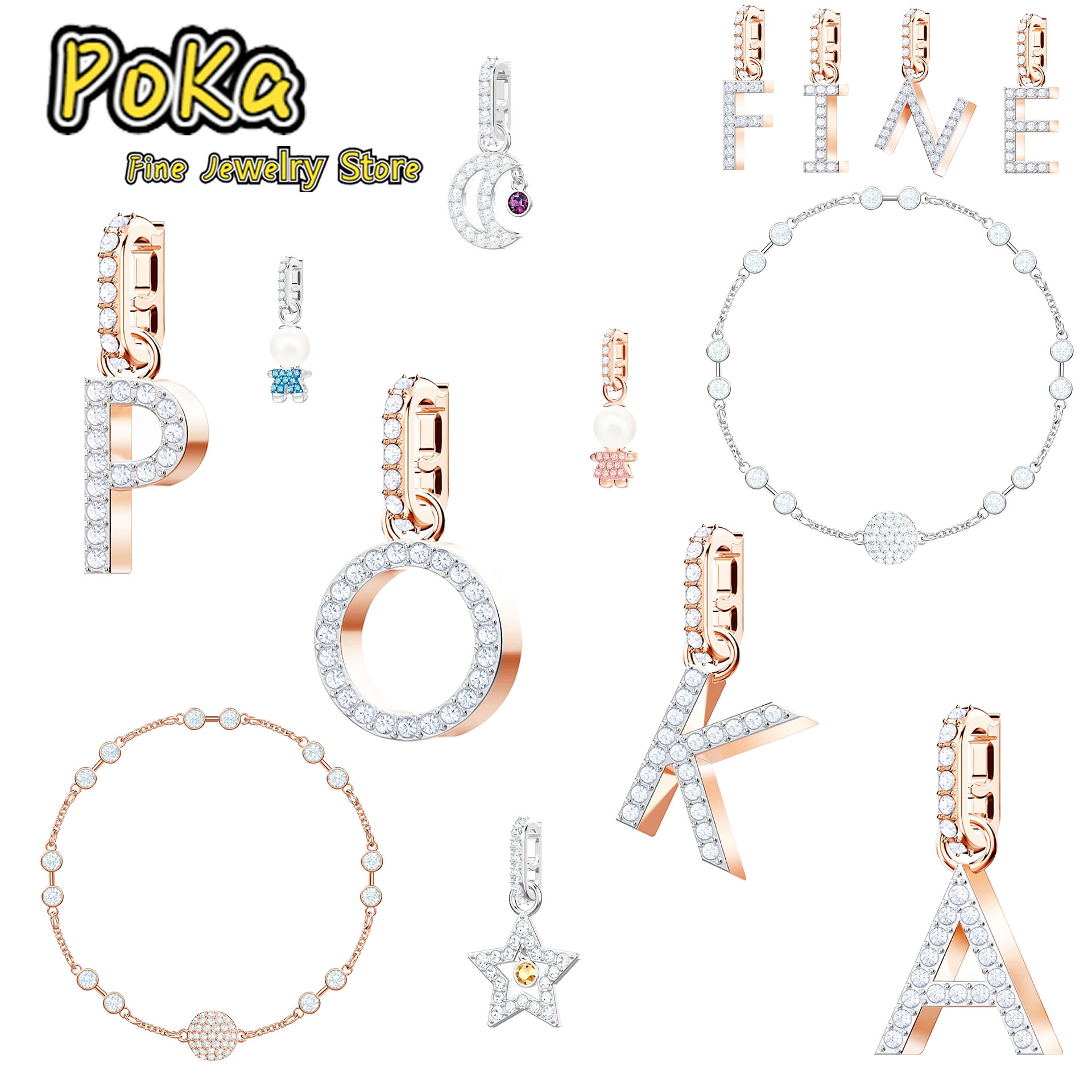 Women Accessories Meaning - จี้ตัวอักษร เครื่องประดับชั้นดี สร้อยข้อมือแฟชั่นคริสตัลสวยงาม ของขวัญชื่อวันครบรอบที่มีความหมายสำหรับผู้หญิง