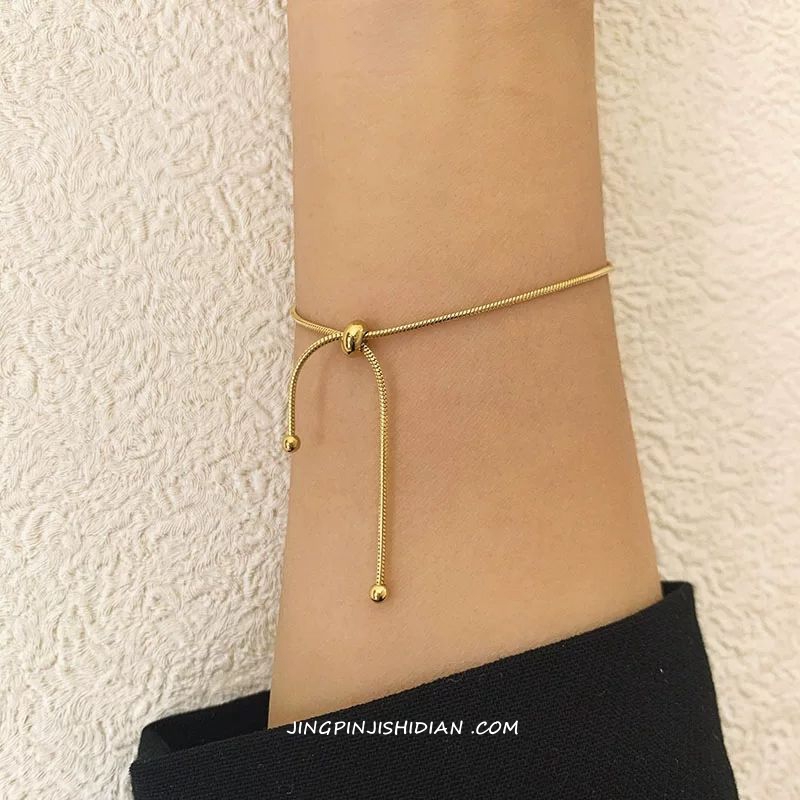 Women Accessories Drawing - MEYRROYU สแตนเลสสตีลสี Draw String ปรับสร้อยข้อมือ JOKER
