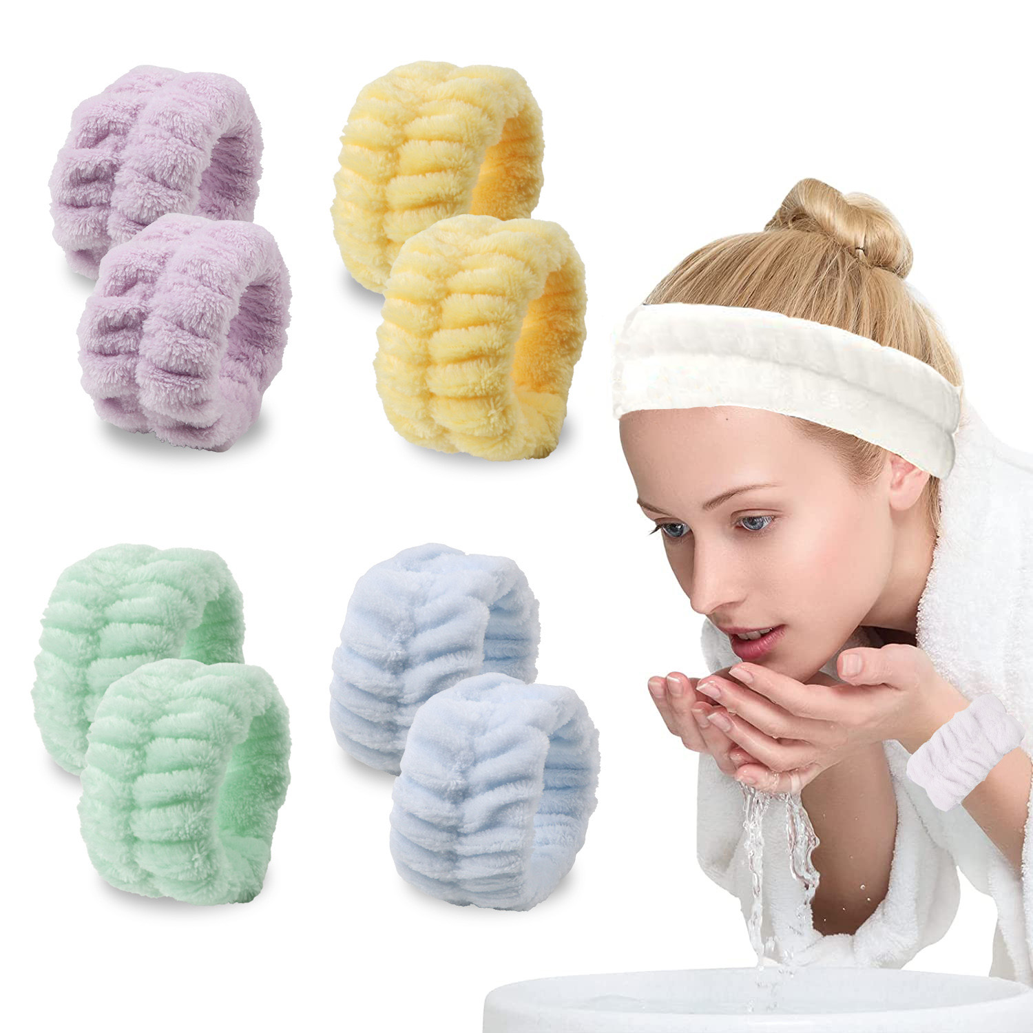 Hair Tie Velvet - ที่คาดผมกํามะหยี่นุ่มยืดหยุ่นล้างหน้าและแต่งหน้าที่คาดผมผูกผมล้างหน้าสายรัดข้อมือกันน้ําและชุดคาดศีรษะ