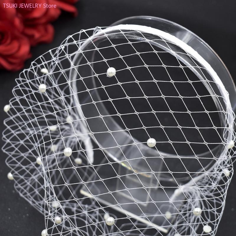 Women Accessories Description - 62KE ตาข่ายหน้าผาก Pearl Veil Headband ผู้หญิงงานแต่งงานแถบคาดศีรษะสั้นสำหรับเจ้าสาวเจ้าสาวอุปกรณ์จัดงานแต่งงาน