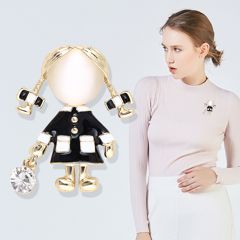 เข็มกลัดเคลือบสีดำรูปเด็กผู้หญ - Women Jewelry Accessories For Black Dress บทวิจารณ์และราคา