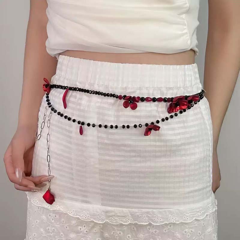 สร้อยคาดเอววินเทจลายดอกไม้สีแด - Women Jewelry Accessories For Black Dress บทวิจารณ์และราคา