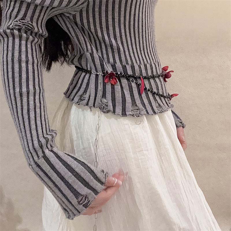 สร้อยคาดเอววินเทจลายดอกไม้สีแด - Women Jewelry Accessories For Black Dress บทวิจารณ์และราคา