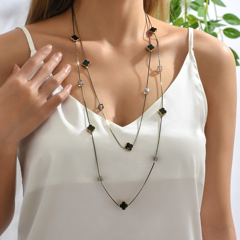 หลายชั้นลูกปัดสีดําสร้อยคอยาวแ - Women Jewelry Accessories For Black Dress บทวิจารณ์และราคา