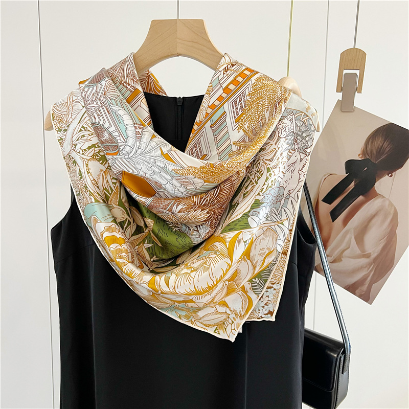 ผ้าพันคอผ้าไหมซาติน 110 ซม. แบ - Accessories Brand For Women บทวิจารณ์และราคา