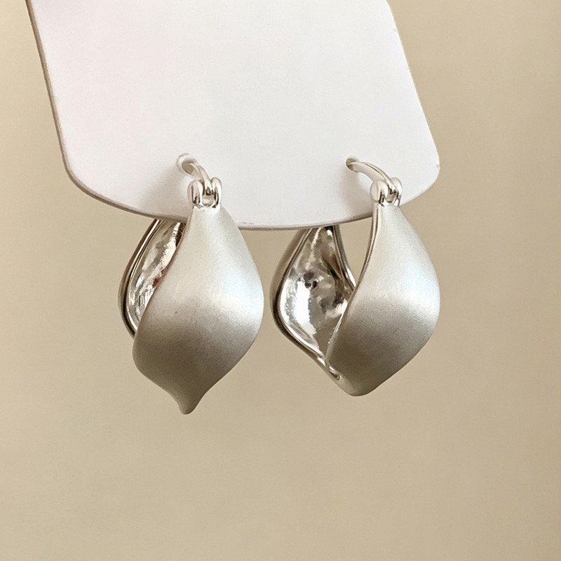 ต่างหูห่วงลายใบไม้สีเงินแบบเกล - Women Accessories Drawing บทวิจารณ์และราคา