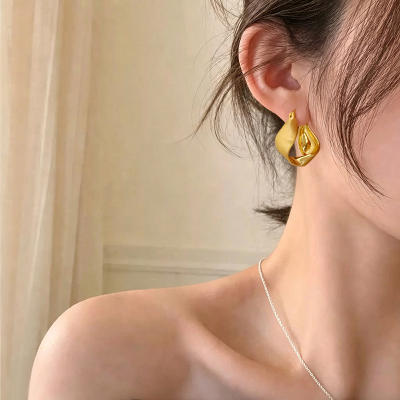 ต่างหูห่วงลายใบไม้สีเงินแบบเกล - Women Accessories Drawing บทวิจารณ์และราคา