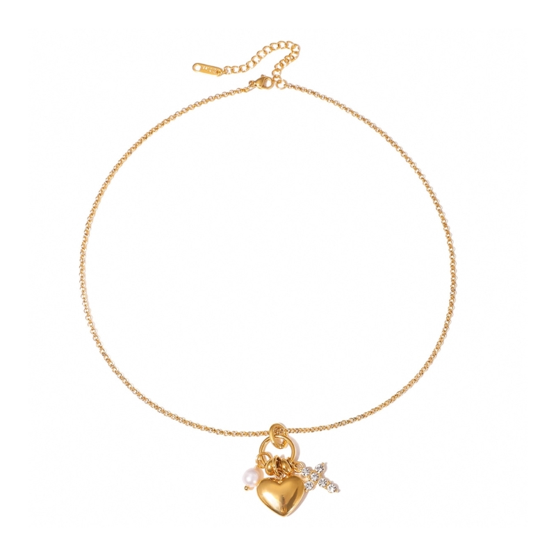 โซ่ปรับได้หัวใจไม้กางเขนไข่มุก - Women Accessories Meaning บทวิจารณ์และราคา