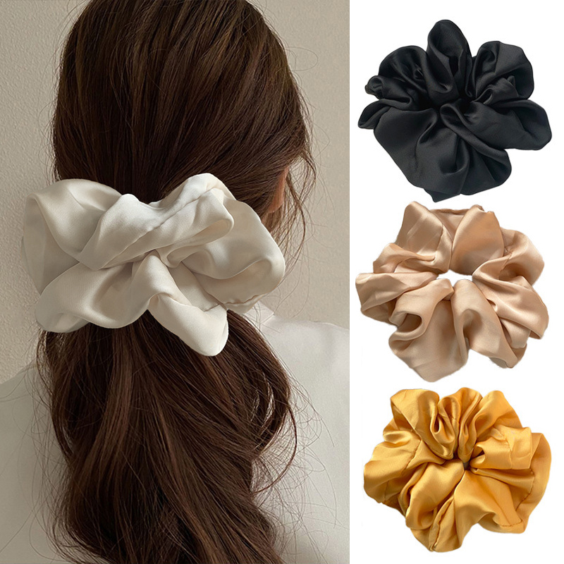 แฟชั่นผ้าไหม Organza สีทึบ Scr - Hair Tie Velvet บทวิจารณ์และราคา