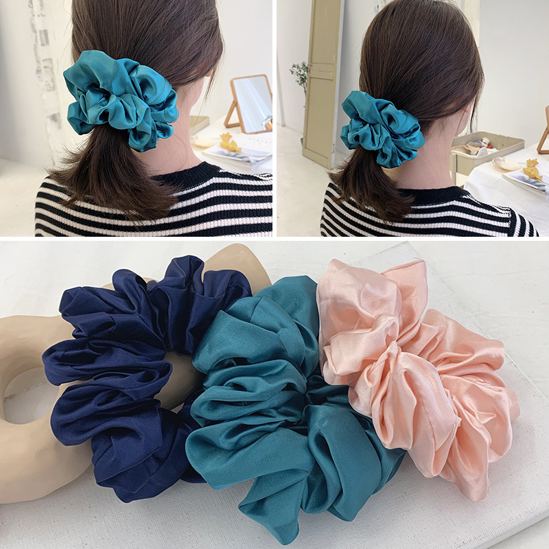 แฟชั่นผ้าไหม Organza สีทึบ Scr - Hair Tie Velvet บทวิจารณ์และราคา