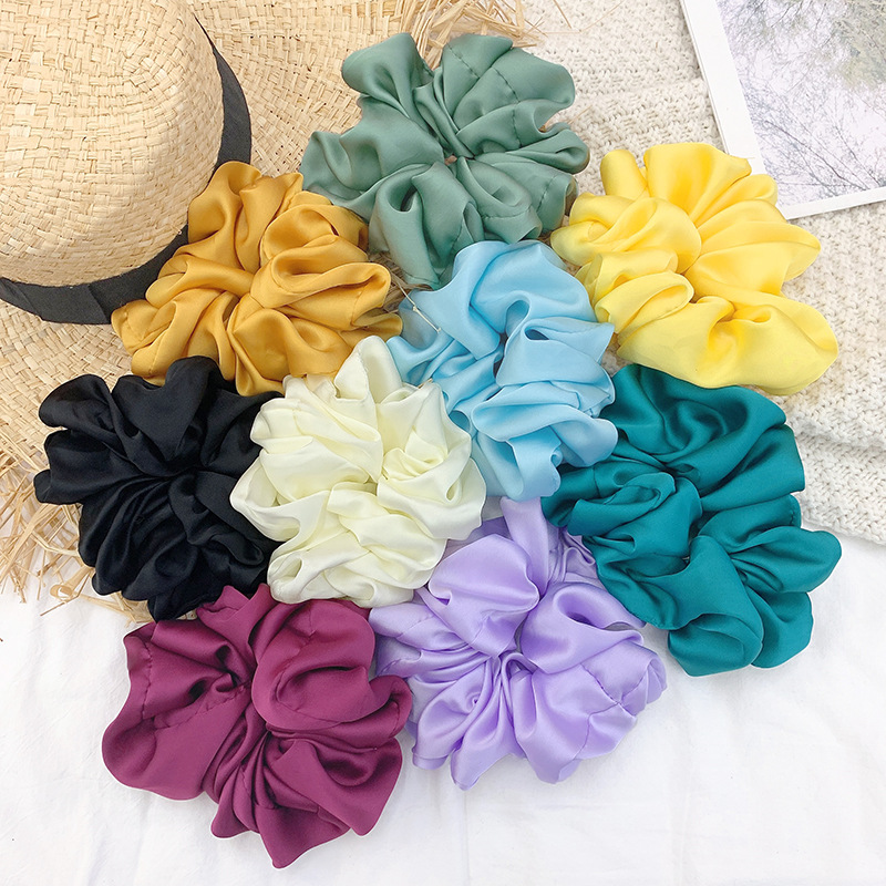 แฟชั่นผ้าไหม Organza สีทึบ Scr - Hair Tie Velvet บทวิจารณ์และราคา