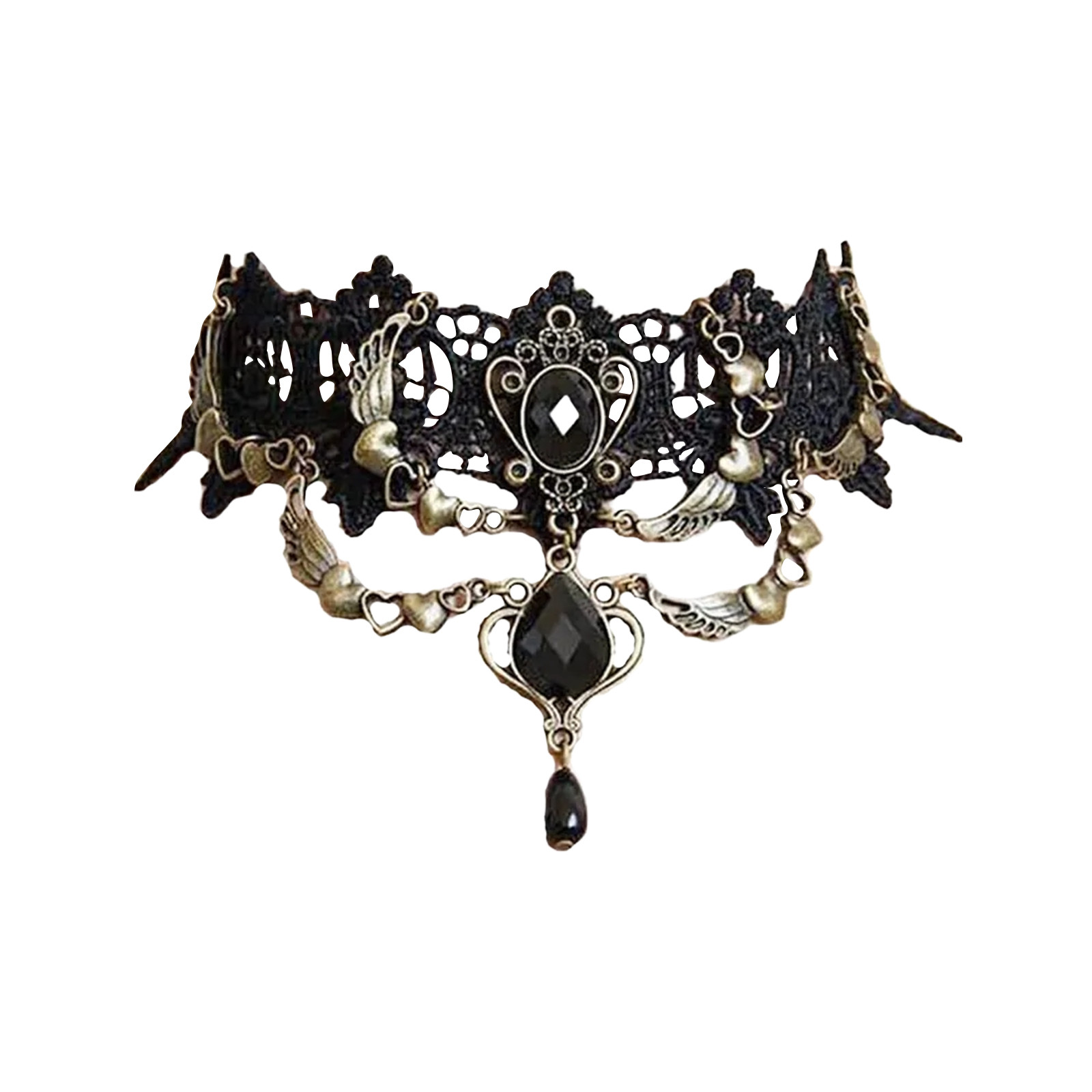 สร้อยคอเชือกผูกแบบกอธิคสีดำประ - Women Jewelry Accessories For Black Dress บทวิจารณ์และราคา