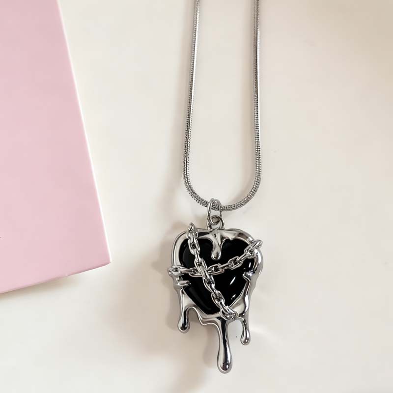 สร้อยคอจี้รูปหัวใจลาวาสีแดงดำส - Women'S Emo Accessories บทวิจารณ์และราคา