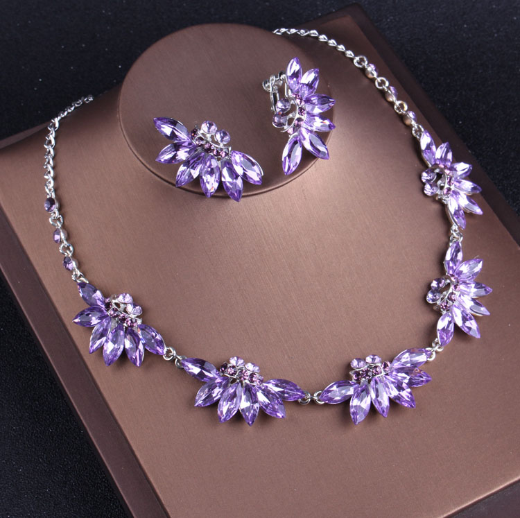Noble สีม่วงคริสตัลเจ้าสาวเครื - Women Jewelry Accessories For Black Dress บทวิจารณ์และราคา