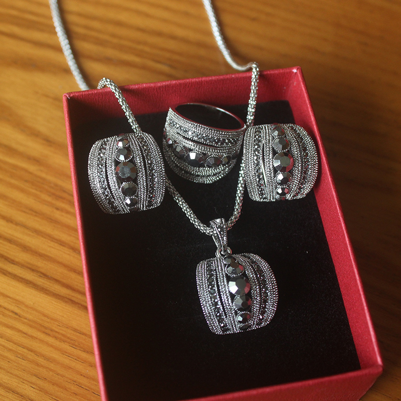 ขนาด 6-10 Vintage Black Zircon - Women Jewelry Accessories For Black Dress บทวิจารณ์และราคา
